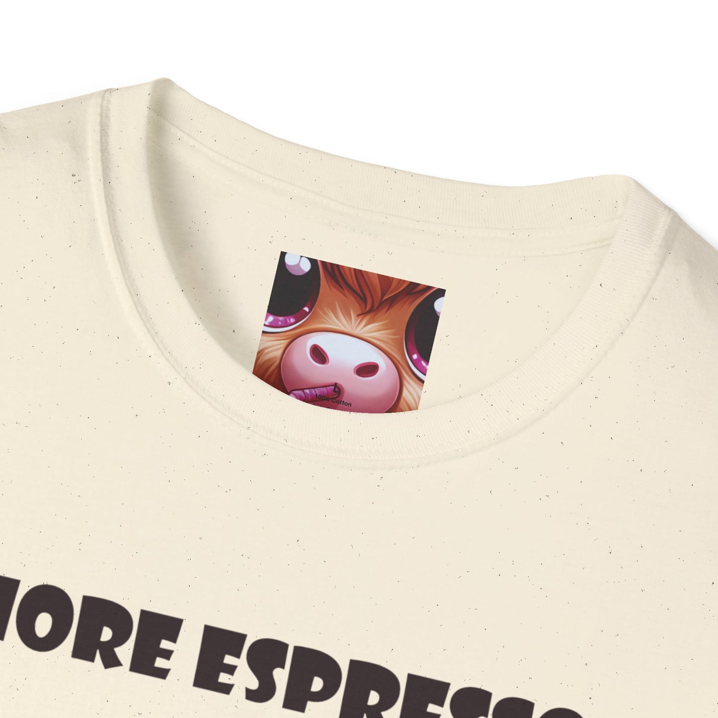 Playful Cow T-Shirt: Quirky Gift for Coffee Lovers, Cute Fashion, Casual Wear, Cow-Themed Apparel, Humorous Gift Idea