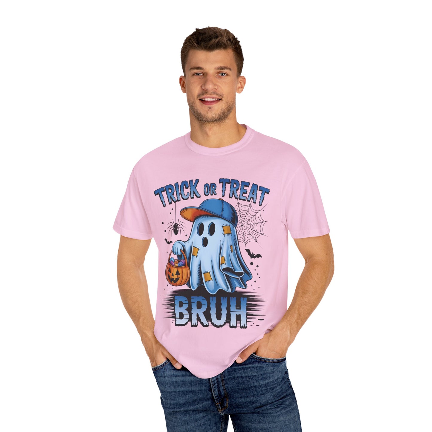 Halloween Ghost T-Shirt, Unisex Garment-Dyed Tee, Trick or Treat Shirt, Spooky Season Apparel, Fun Halloween Outfit