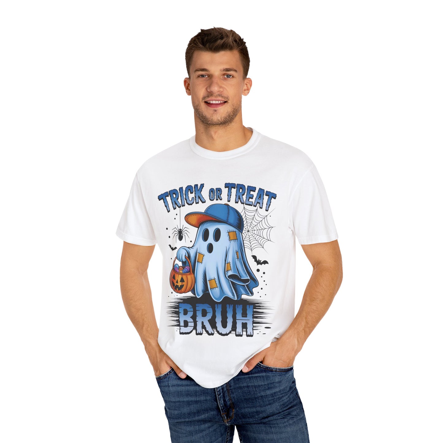Halloween Ghost T-Shirt, Unisex Garment-Dyed Tee, Trick or Treat Shirt, Spooky Season Apparel, Fun Halloween Outfit