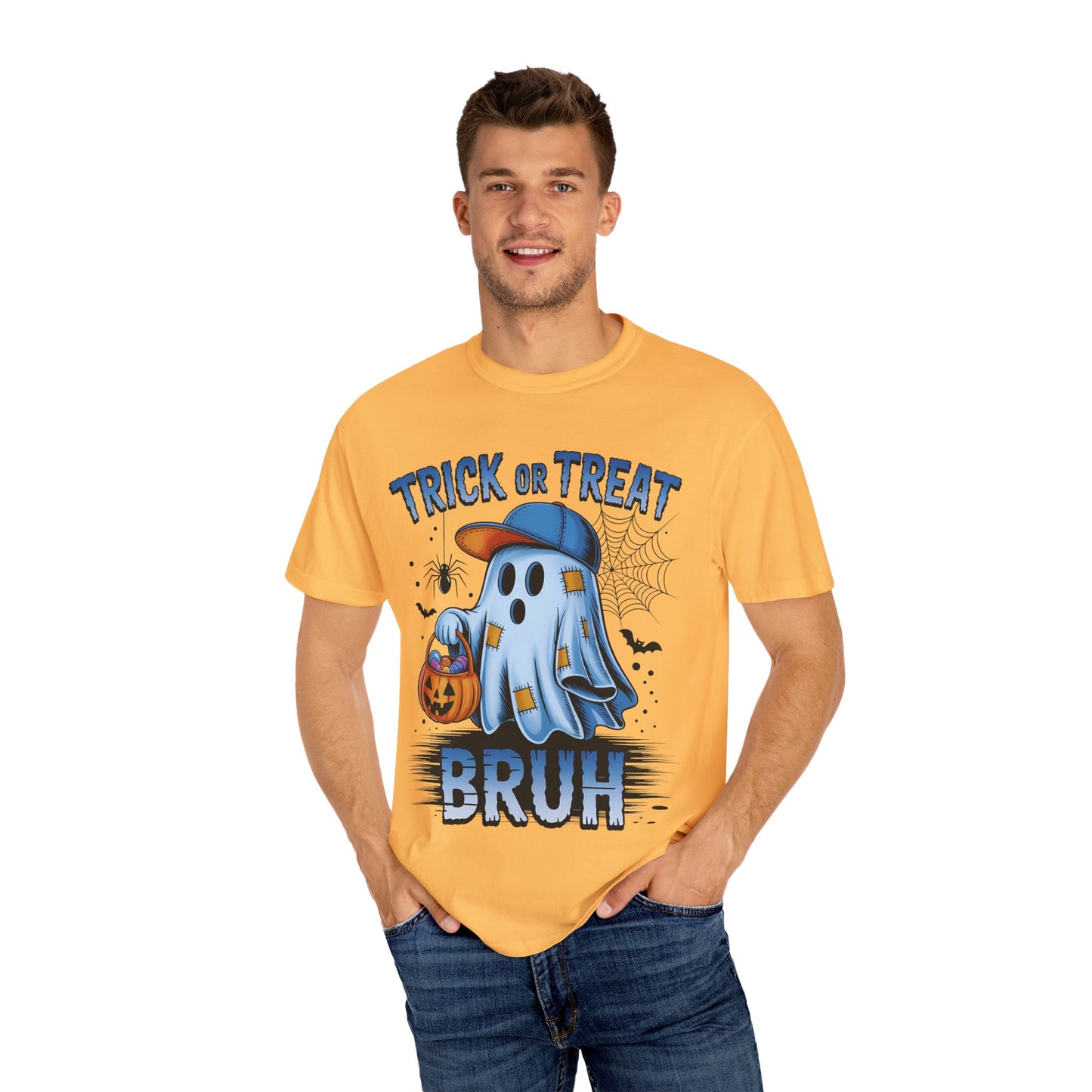 Halloween Ghost T-Shirt, Unisex Garment-Dyed Tee, Trick or Treat Shirt, Spooky Season Apparel, Fun Halloween Outfit