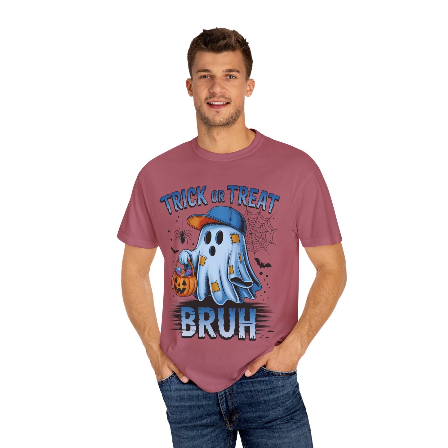 Halloween Ghost T-Shirt, Unisex Garment-Dyed Tee, Trick or Treat Shirt, Spooky Season Apparel, Fun Halloween Outfit