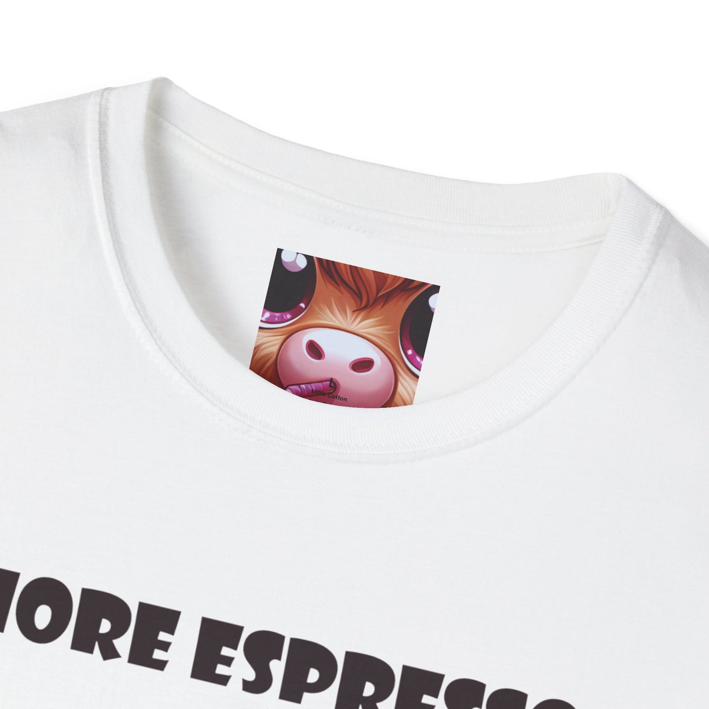 Playful Cow T-Shirt: Quirky Gift for Coffee Lovers, Cute Fashion, Casual Wear, Cow-Themed Apparel, Humorous Gift Idea