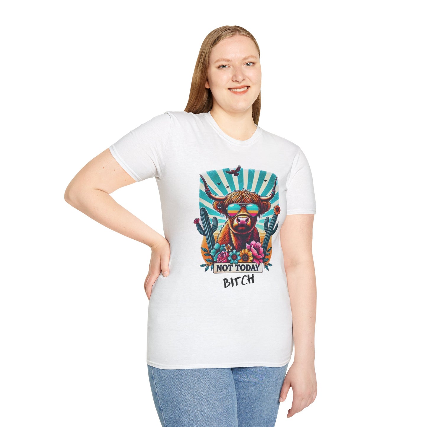 Trendy Animal Graphic Tee, Not Today Bitch T-Shirt, Funny Gift, Casual Wear, Unisex Softstyle Apparel
