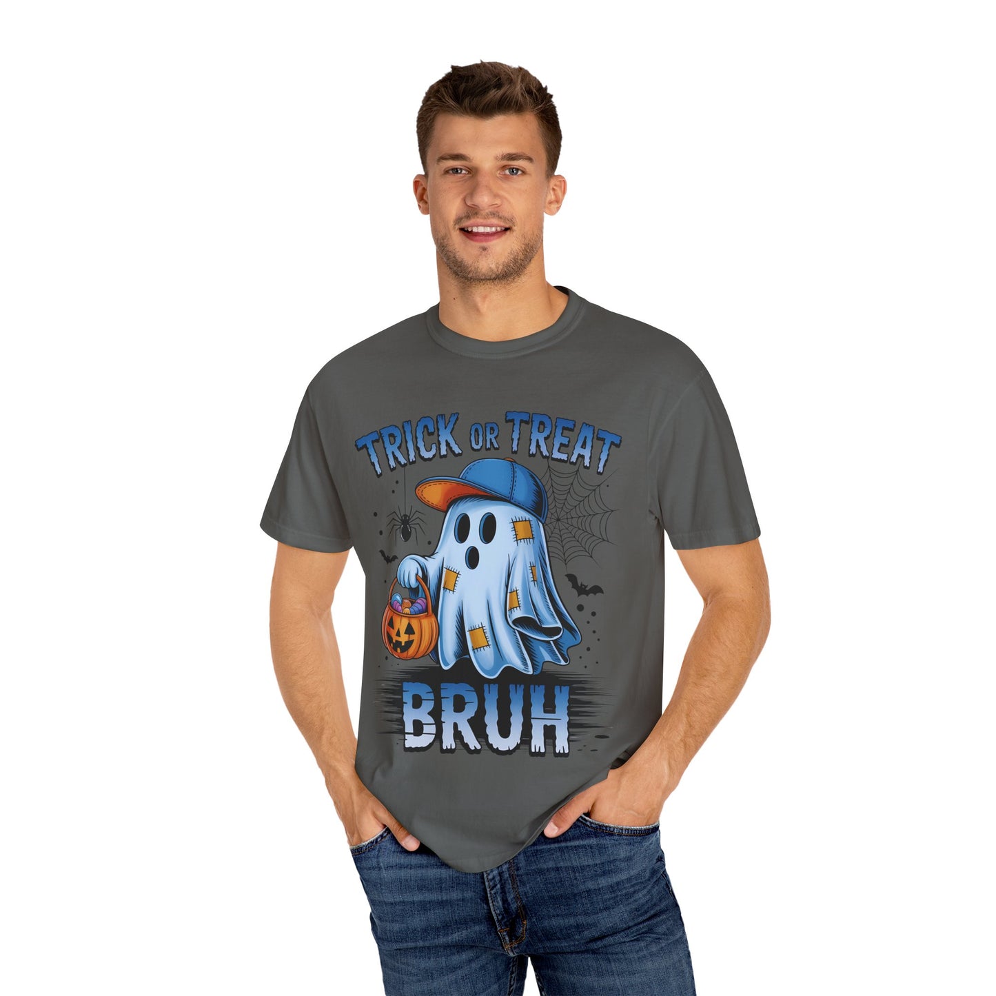 Halloween Ghost T-Shirt, Unisex Garment-Dyed Tee, Trick or Treat Shirt, Spooky Season Apparel, Fun Halloween Outfit