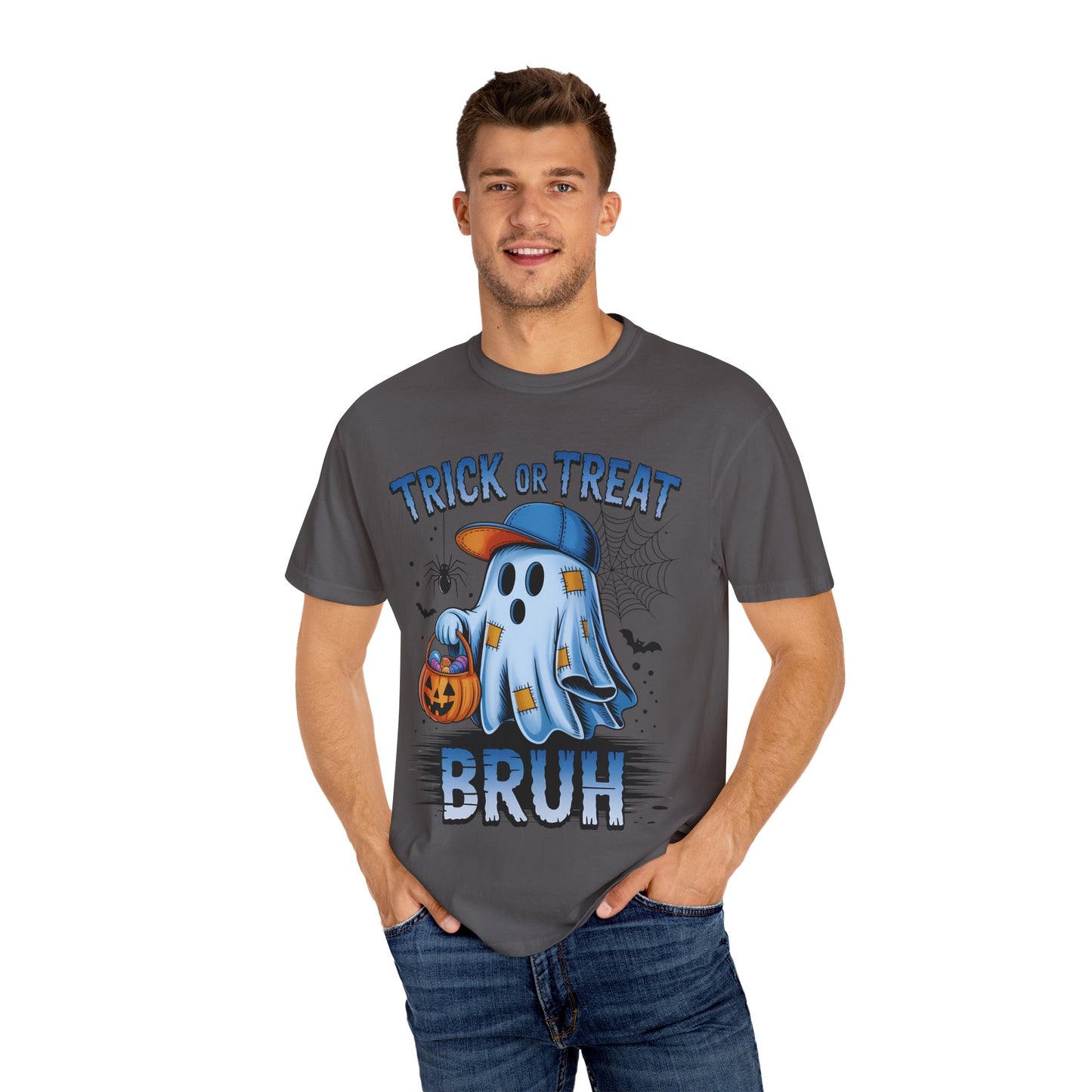 Halloween Ghost T-Shirt, Unisex Garment-Dyed Tee, Trick or Treat Shirt, Spooky Season Apparel, Fun Halloween Outfit