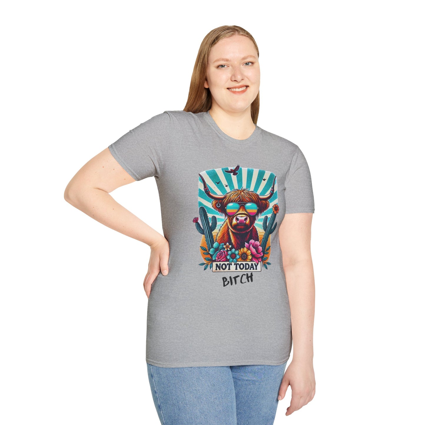 Trendy Animal Graphic Tee, Not Today Bitch T-Shirt, Funny Gift, Casual Wear, Unisex Softstyle Apparel