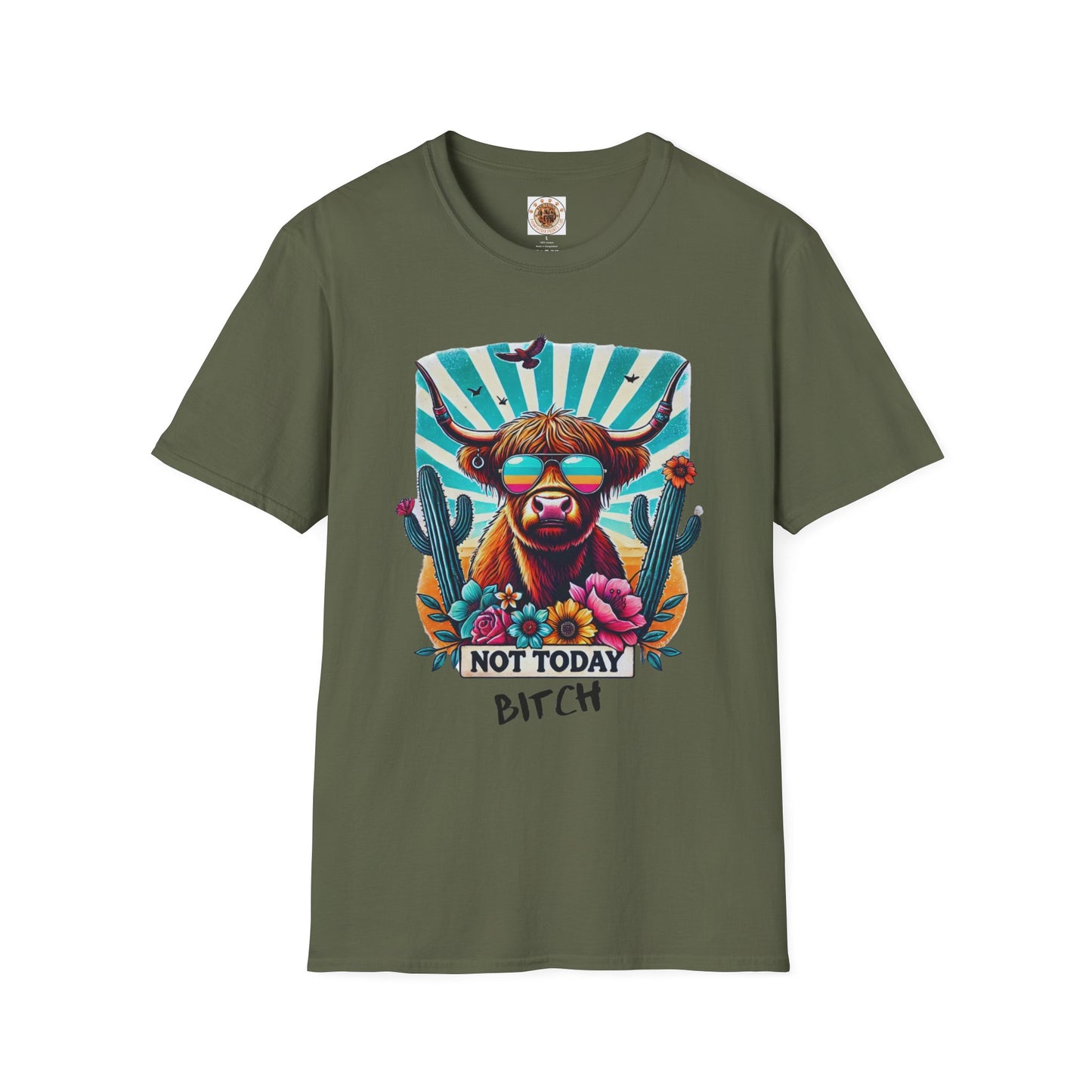 Trendy Animal Graphic Tee, Not Today Bitch T-Shirt, Funny Gift, Casual Wear, Unisex Softstyle Apparel