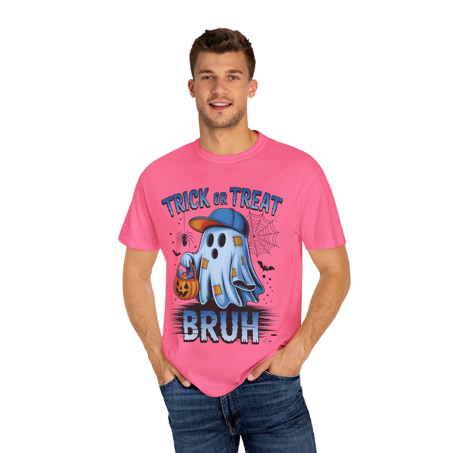 Halloween Ghost T-Shirt, Unisex Garment-Dyed Tee, Trick or Treat Shirt, Spooky Season Apparel, Fun Halloween Outfit