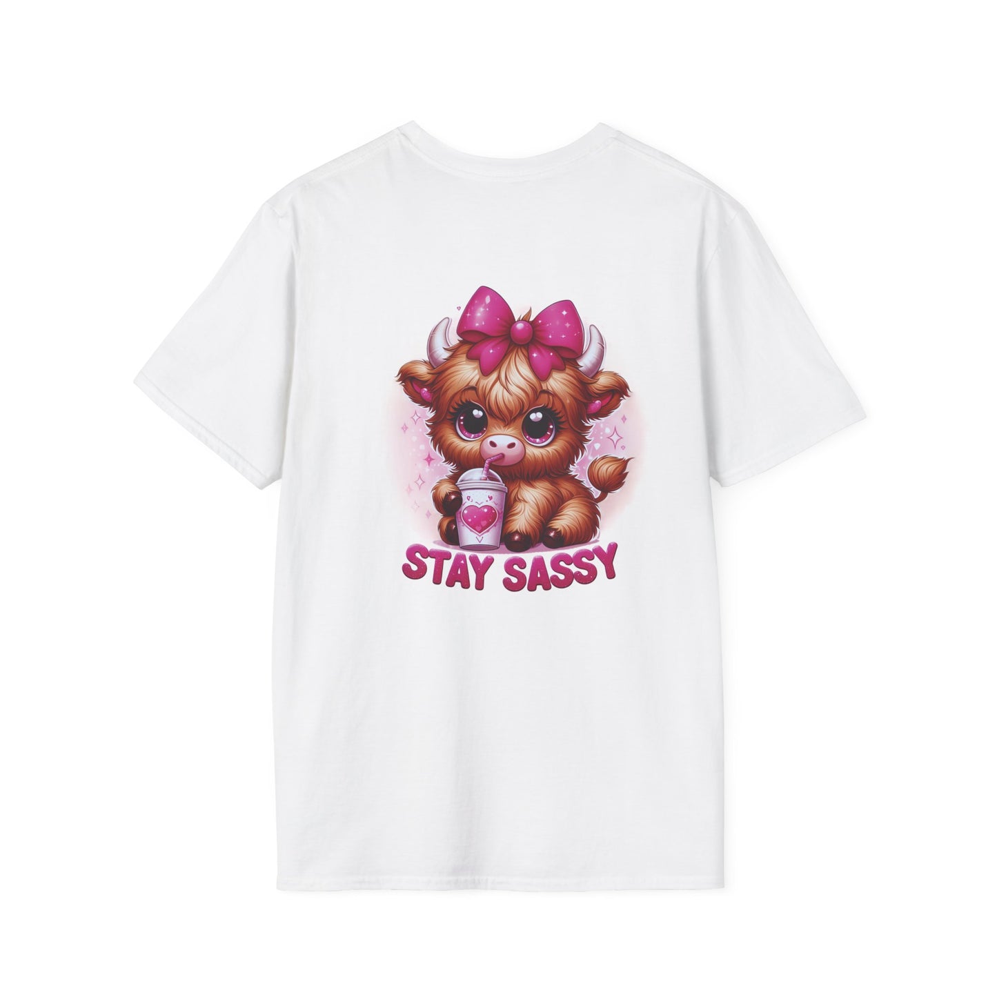 Playful Cow T-Shirt: Quirky Gift for Coffee Lovers, Cute Fashion, Casual Wear, Cow-Themed Apparel, Humorous Gift Idea