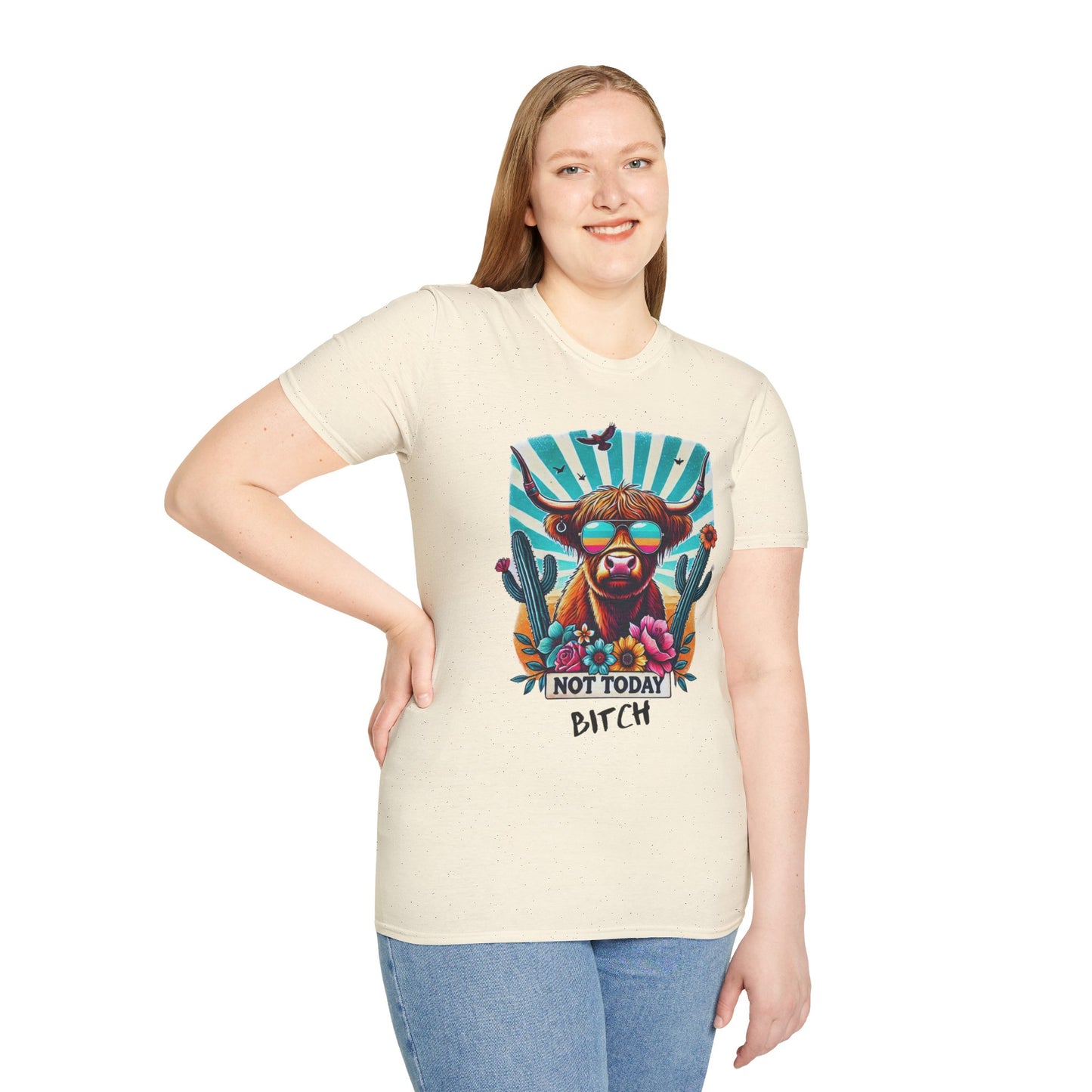 Trendy Animal Graphic Tee, Not Today Bitch T-Shirt, Funny Gift, Casual Wear, Unisex Softstyle Apparel