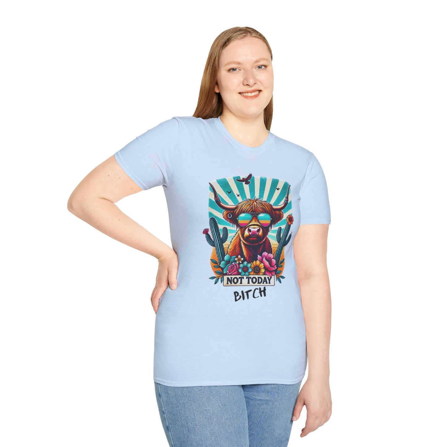 Trendy Animal Graphic Tee, Not Today Bitch T-Shirt, Funny Gift, Casual Wear, Unisex Softstyle Apparel