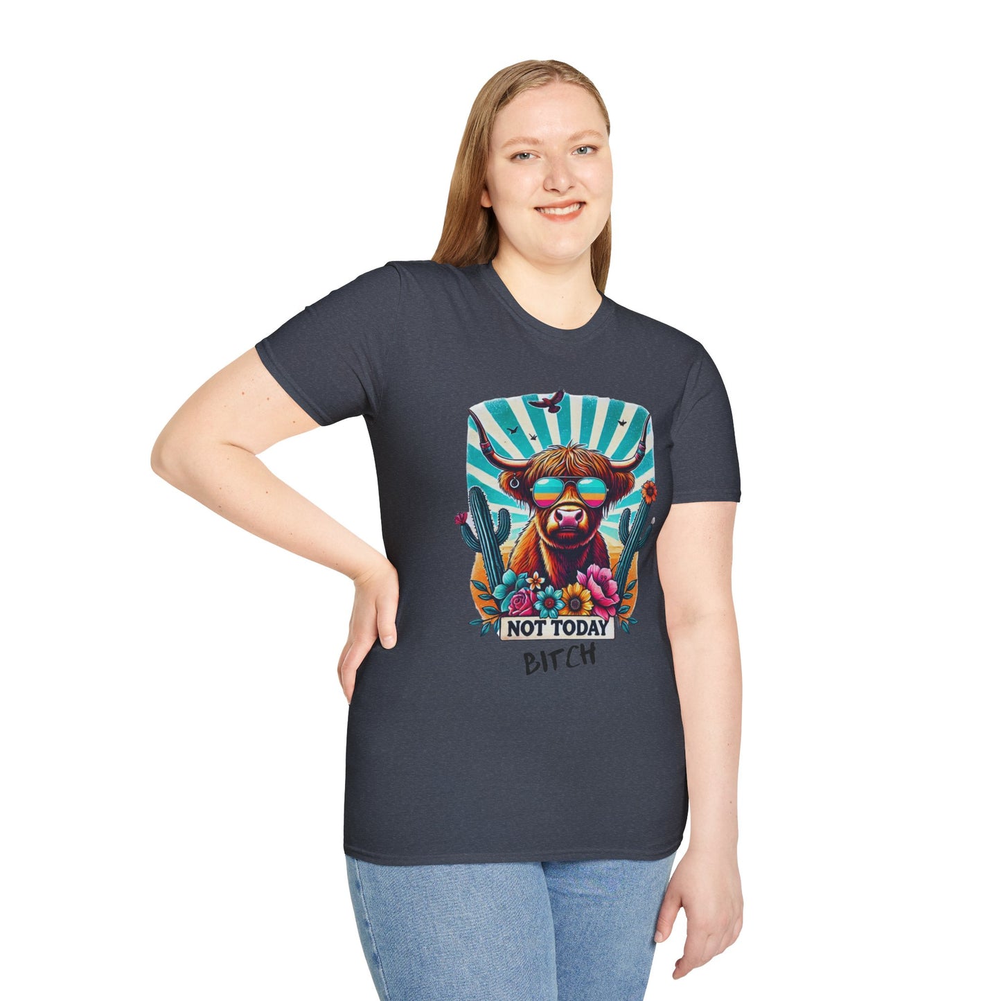 Trendy Animal Graphic Tee, Not Today Bitch T-Shirt, Funny Gift, Casual Wear, Unisex Softstyle Apparel