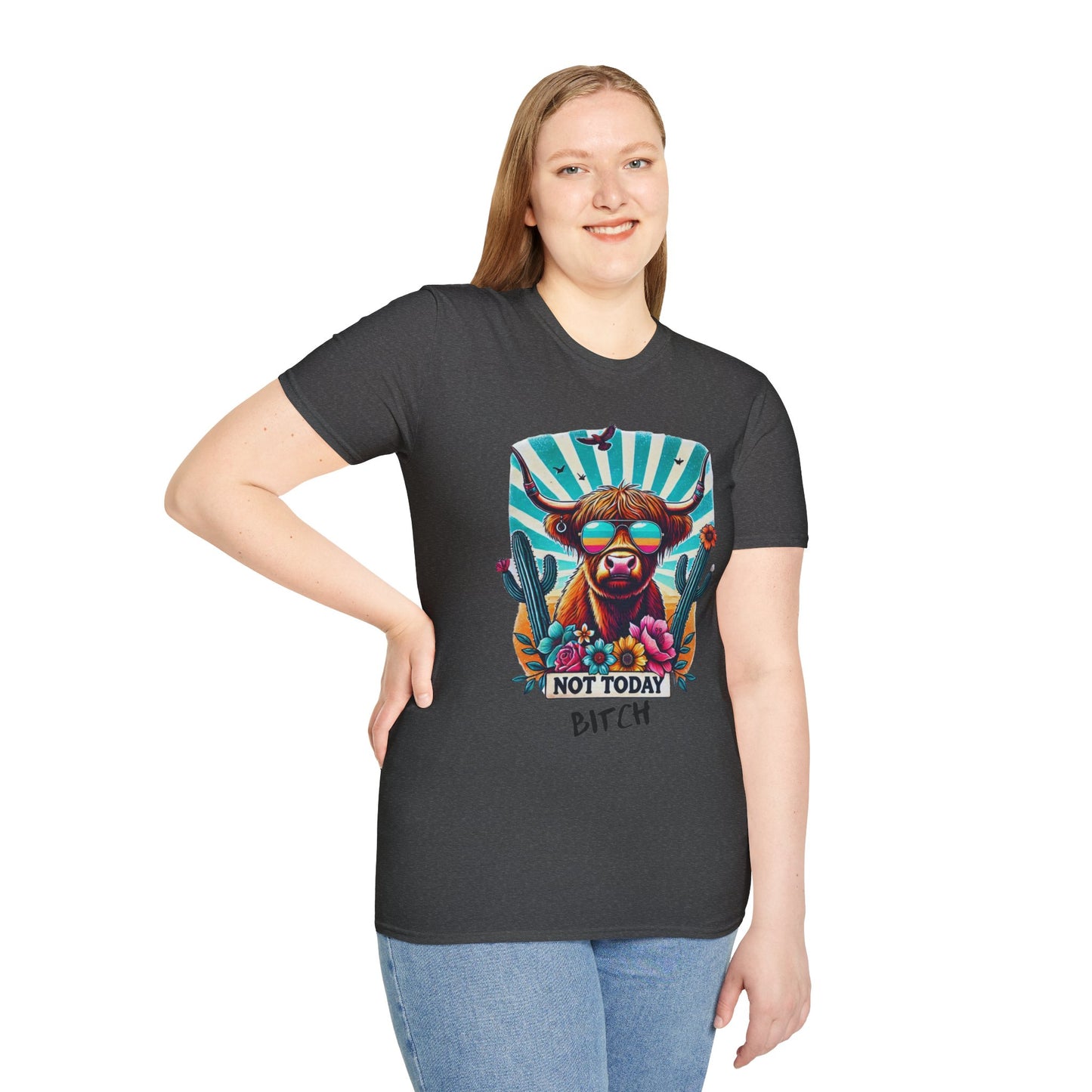 Trendy Animal Graphic Tee, Not Today Bitch T-Shirt, Funny Gift, Casual Wear, Unisex Softstyle Apparel