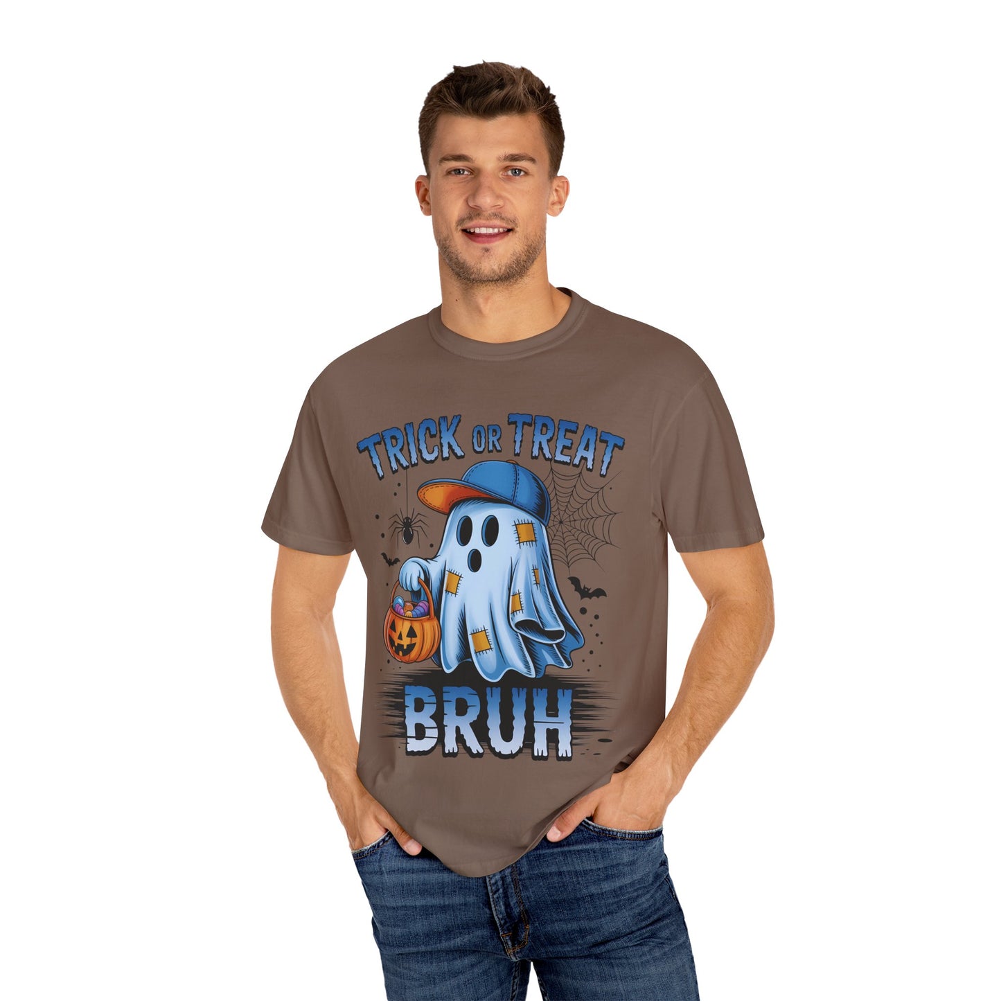 Halloween Ghost T-Shirt, Unisex Garment-Dyed Tee, Trick or Treat Shirt, Spooky Season Apparel, Fun Halloween Outfit
