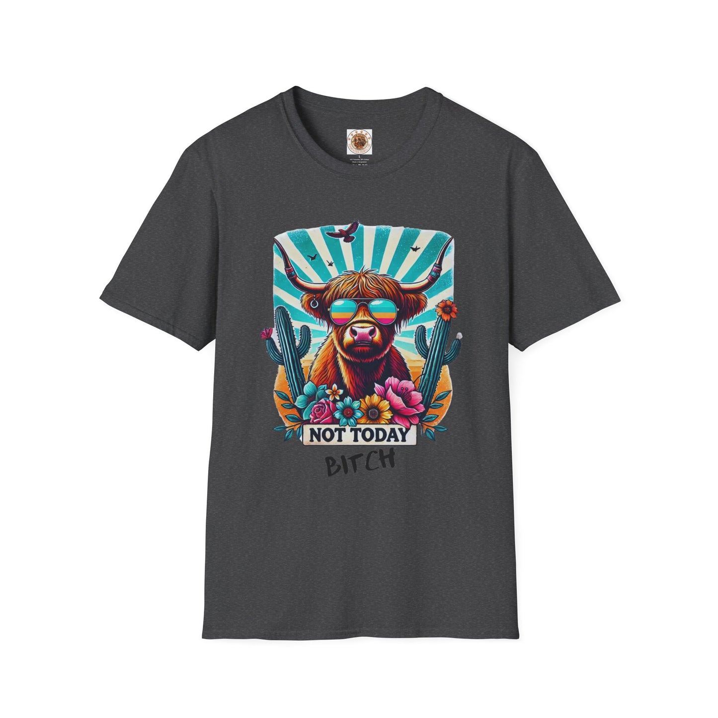 Trendy Animal Graphic Tee, Not Today Bitch T-Shirt, Funny Gift, Casual Wear, Unisex Softstyle Apparel
