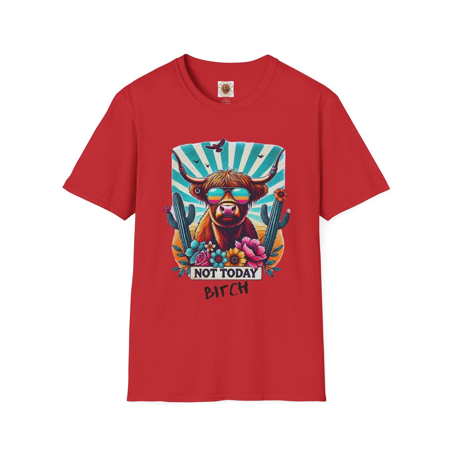 Trendy Animal Graphic Tee, Not Today Bitch T-Shirt, Funny Gift, Casual Wear, Unisex Softstyle Apparel