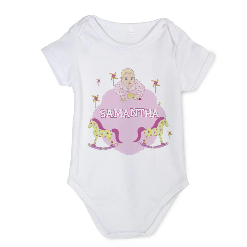 Personalised Short-Sleeved Baby Onesie ā 100% Polyester, Perfect for Vibrant Custom Prints ā Multiple Sizes