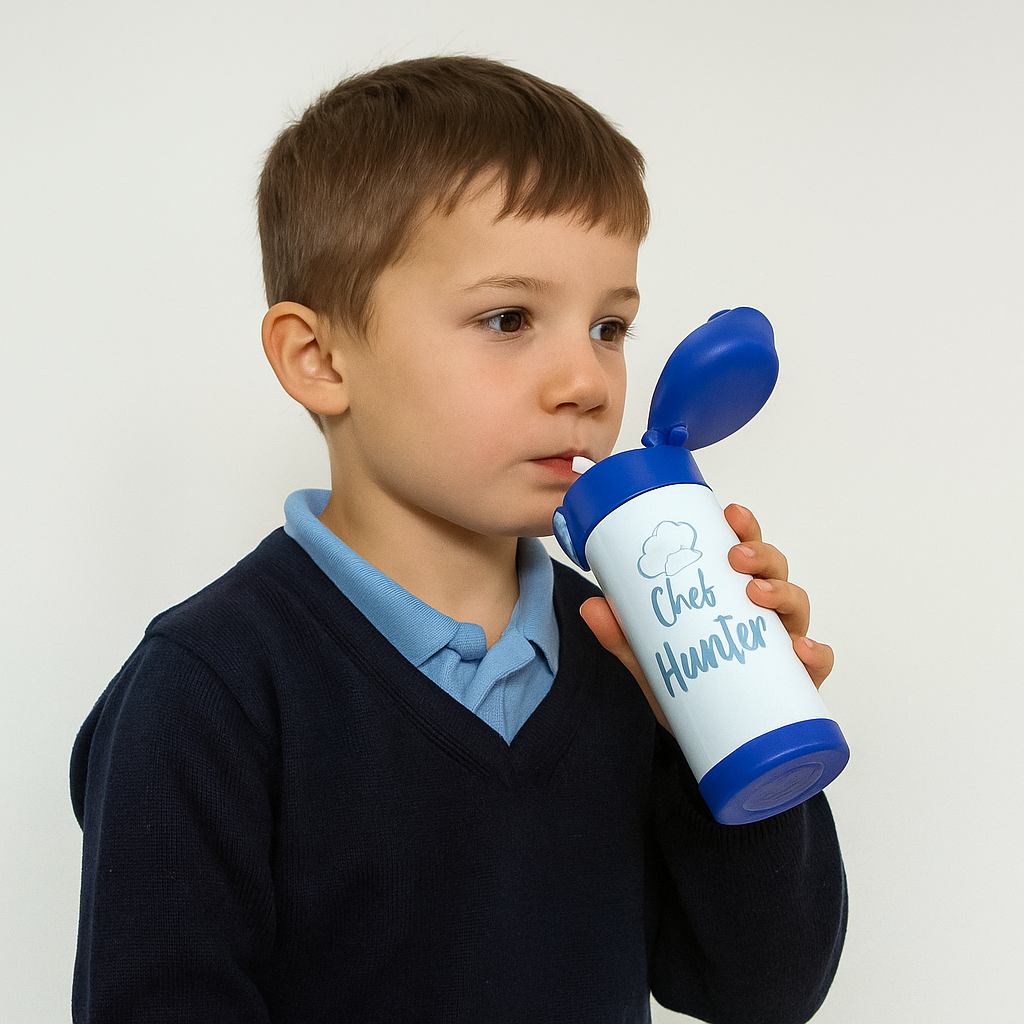 Personalised 12oz Kids’ Water Bottle – Custom Stainless Steel Insulated Bottle with Straw Lid & Non-Slip Silicone Base – School & Sports Flask