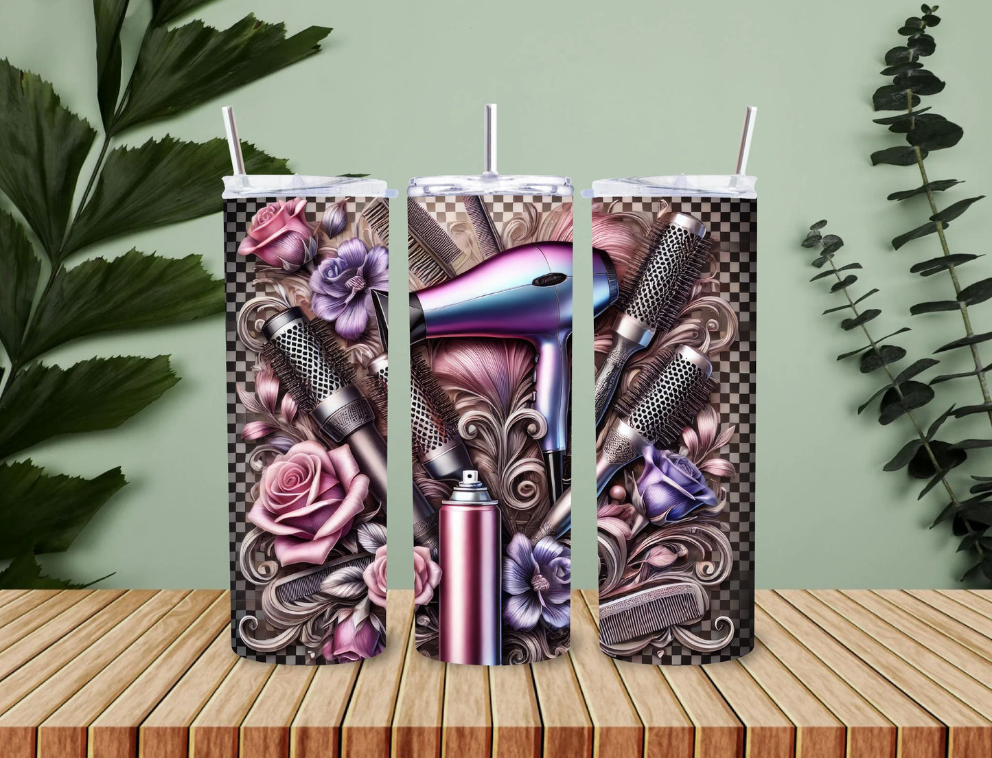Personalised 20oz / 30oz Hot & Cold Tumbler – Custom Printed Leak-Proof Insulated Cup with Metal Straw & Cleaning Brush