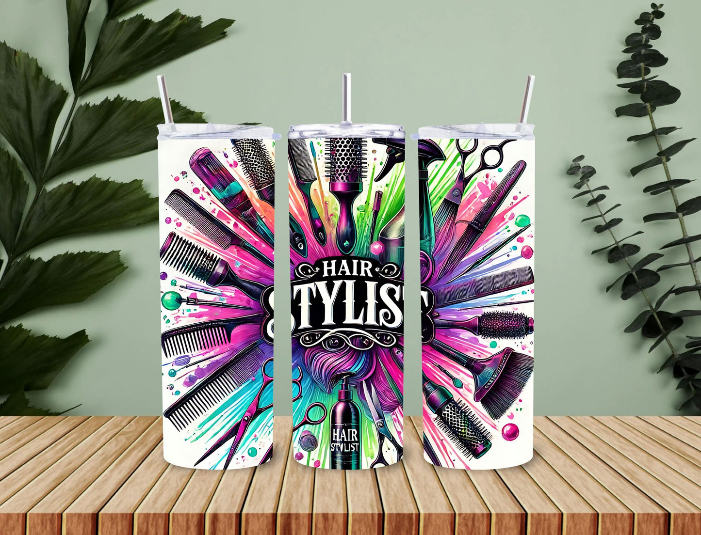 Personalised 20oz / 30oz Hot & Cold Tumbler – Custom Printed Leak-Proof Insulated Cup with Metal Straw & Cleaning Brush