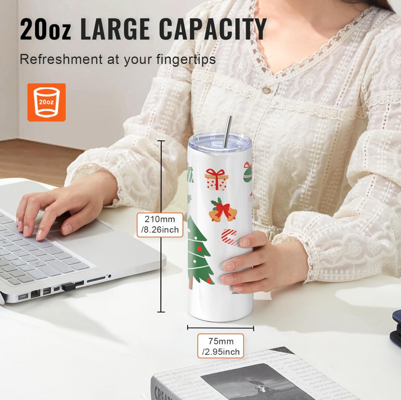 Personalised 20oz / 30oz Hot & Cold Tumbler – Custom Printed Leak-Proof Insulated Cup with Metal Straw & Cleaning Brush