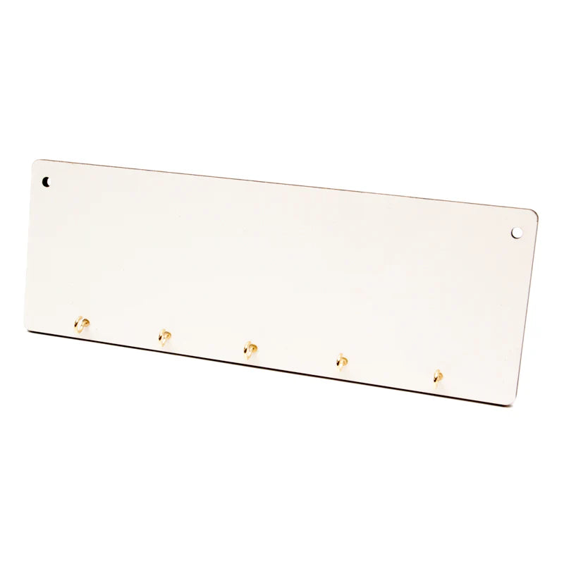 Personalised Hardboard Key Holder – Wall-Mounted Plaque with 5 Hooks – Custom Printed – 10 x 28 cm