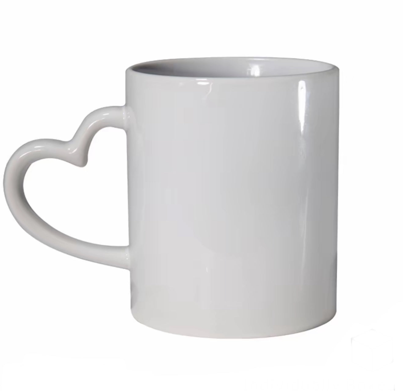 Personalised 11oz Mug with Heart-Shaped Handle – Custom Printed White Ceramic Mug with Full-Colour Sublimation