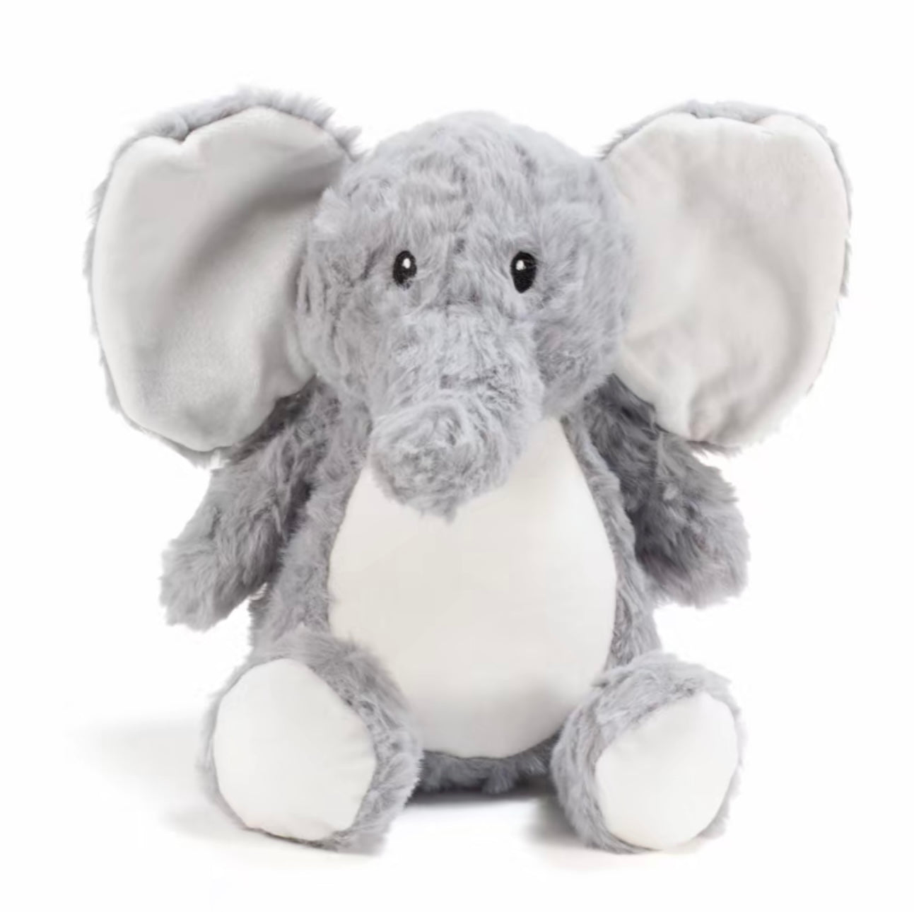 Personalised Elephant Plush Toy β Custom Printed Belly β Grey β CE & UK Certified