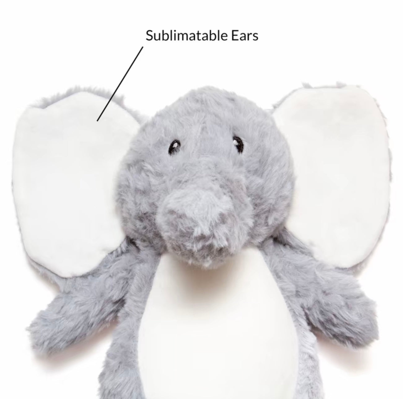 Personalised Elephant Plush Toy β Custom Printed Belly β Grey β CE & UK Certified