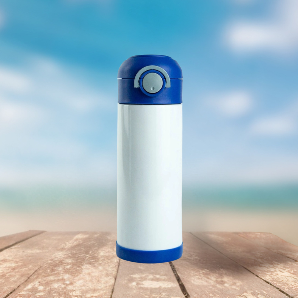 Personalised 12oz Kids’ Water Bottle – Custom Stainless Steel Insulated Bottle with Straw Lid & Non-Slip Silicone Base – School & Sports Flask