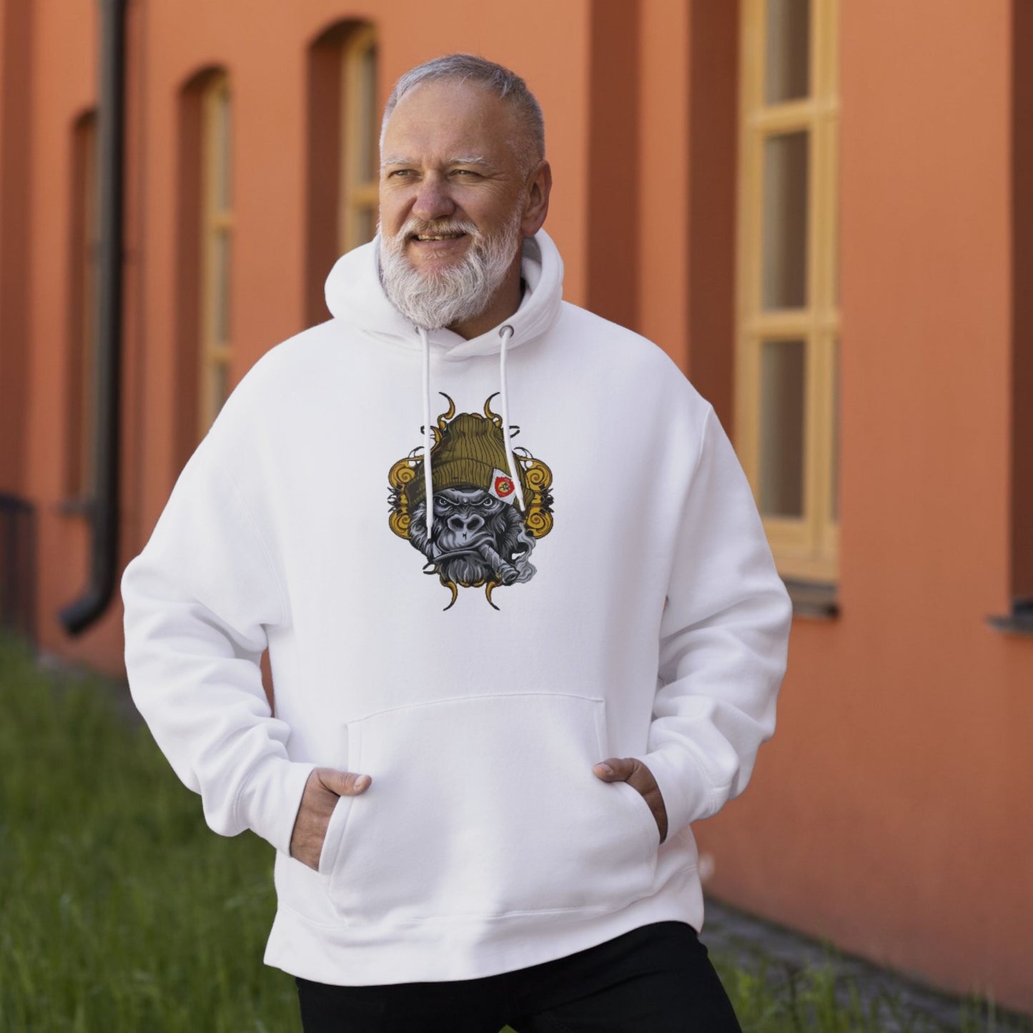 Personalised Men's Hoodie – Custom Printed White & Grey 100% Polyester (XS to XXXL)