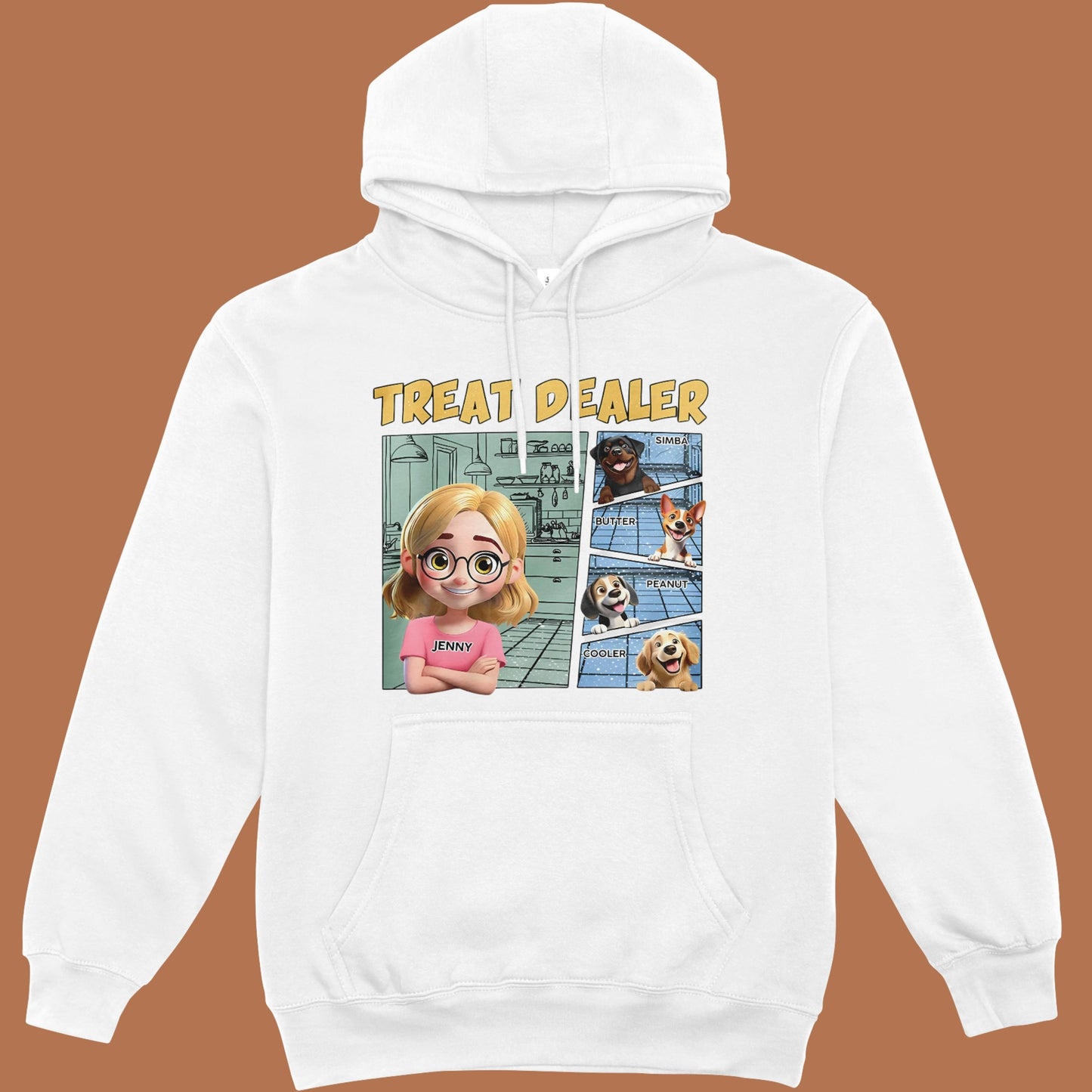 Personalised Women's Hoodie – Custom Printed White & Grey 100% Polyester (XS to XXXL)