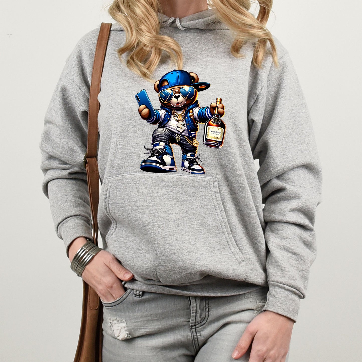 Personalised Women's Hoodie – Custom Printed White & Grey 100% Polyester (XS to XXXL)