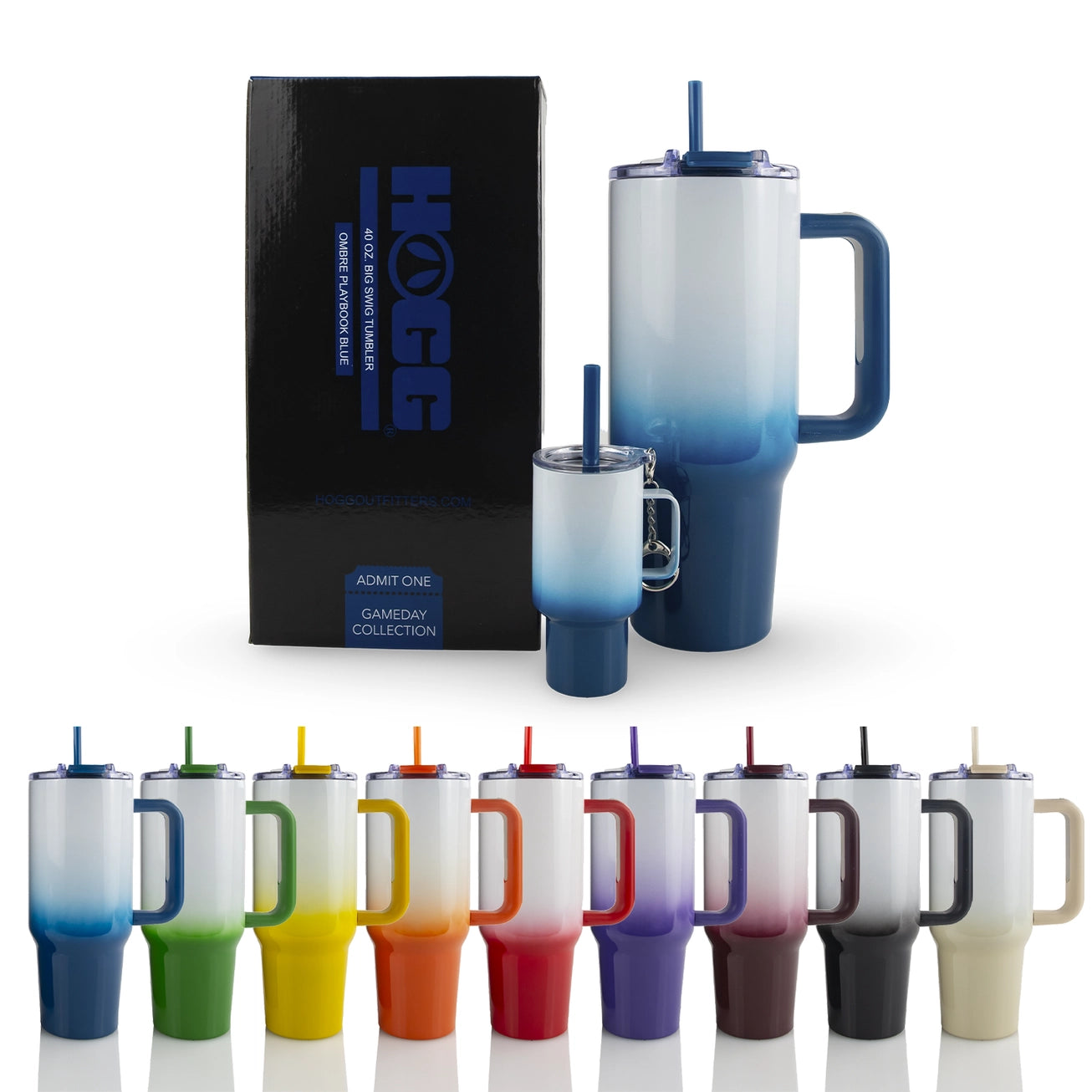Custom 40oz Big Swig Ombre Tumbler with Handle, Matching Straw, Lockable Flip-Sip Screw-On Lid + Personalised Mini Tumbler Keychain Set β Stainless Steel, Insulated, Non-Spill, Non-Slip