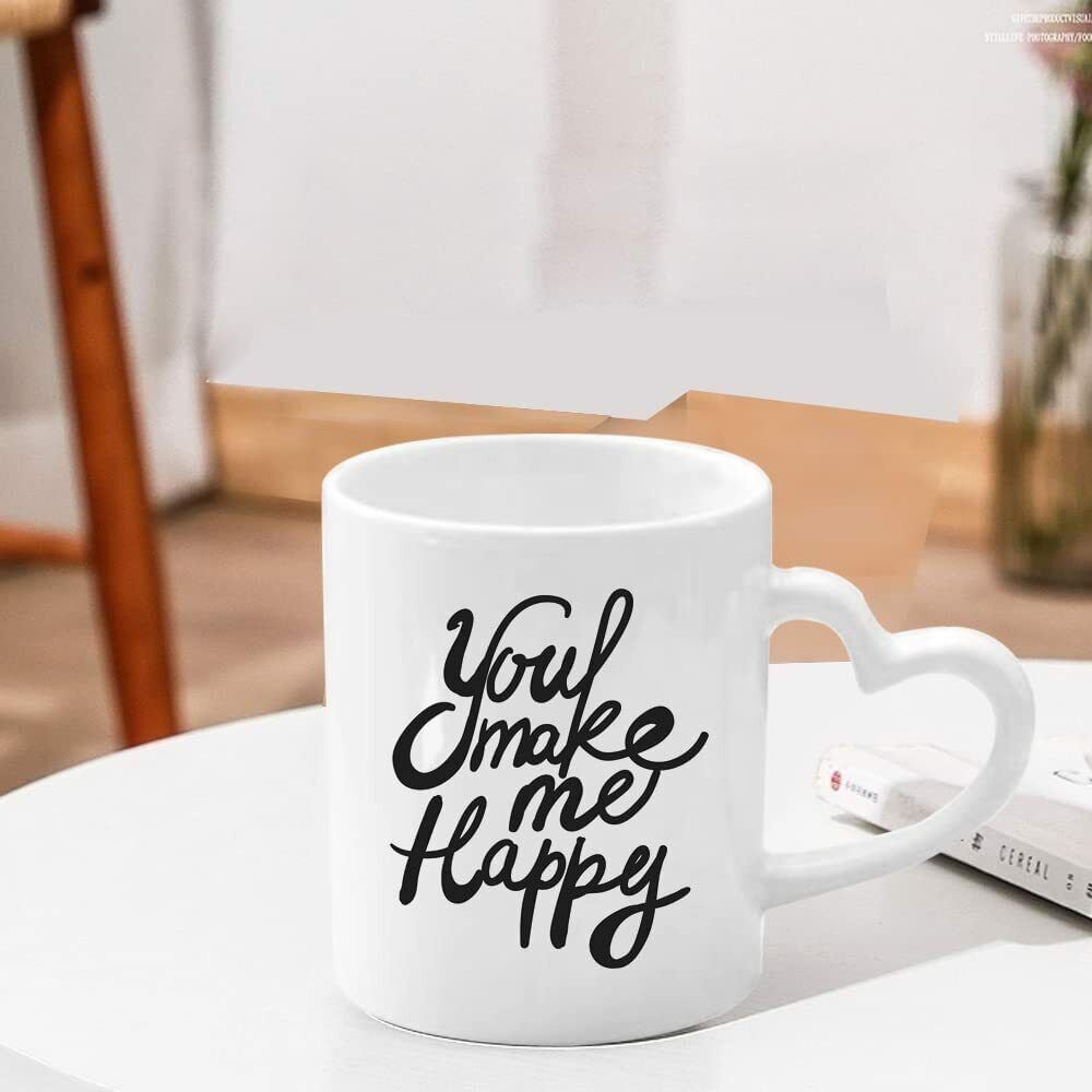 Personalised 11oz Mug with Heart-Shaped Handle – Custom Printed White Ceramic Mug with Full-Colour Sublimation