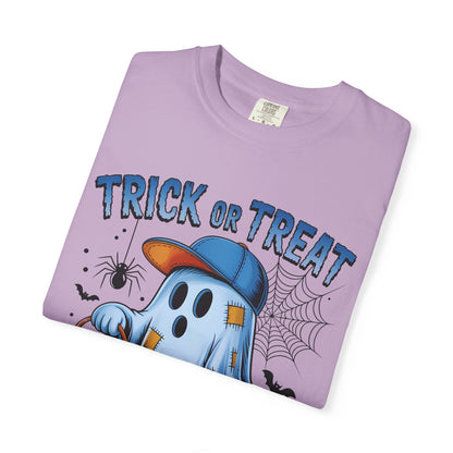 Halloween Ghost T-Shirt, Unisex Garment-Dyed Tee, Trick or Treat Shirt, Spooky Season Apparel, Fun Halloween Outfit