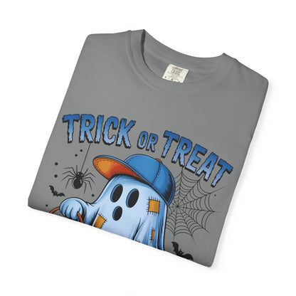 Halloween Ghost T-Shirt, Unisex Garment-Dyed Tee, Trick or Treat Shirt, Spooky Season Apparel, Fun Halloween Outfit