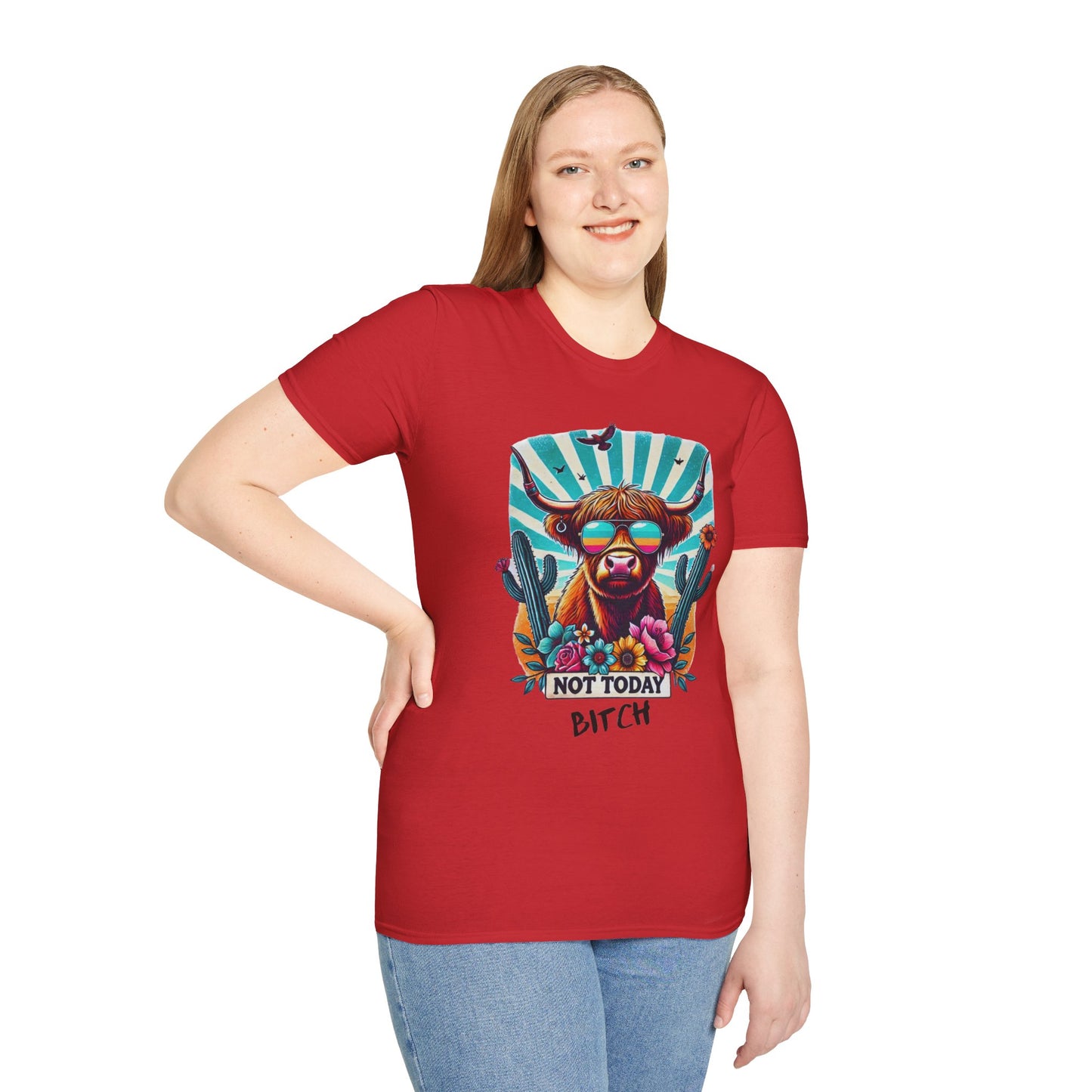 Trendy Animal Graphic Tee, Not Today Bitch T-Shirt, Funny Gift, Casual Wear, Unisex Softstyle Apparel