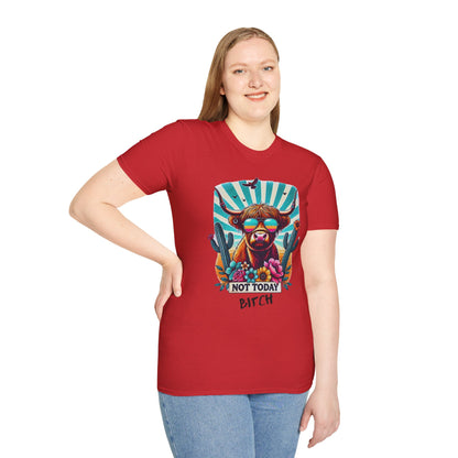 Trendy Animal Graphic Tee, Not Today Bitch T-Shirt, Funny Gift, Casual Wear, Unisex Softstyle Apparel