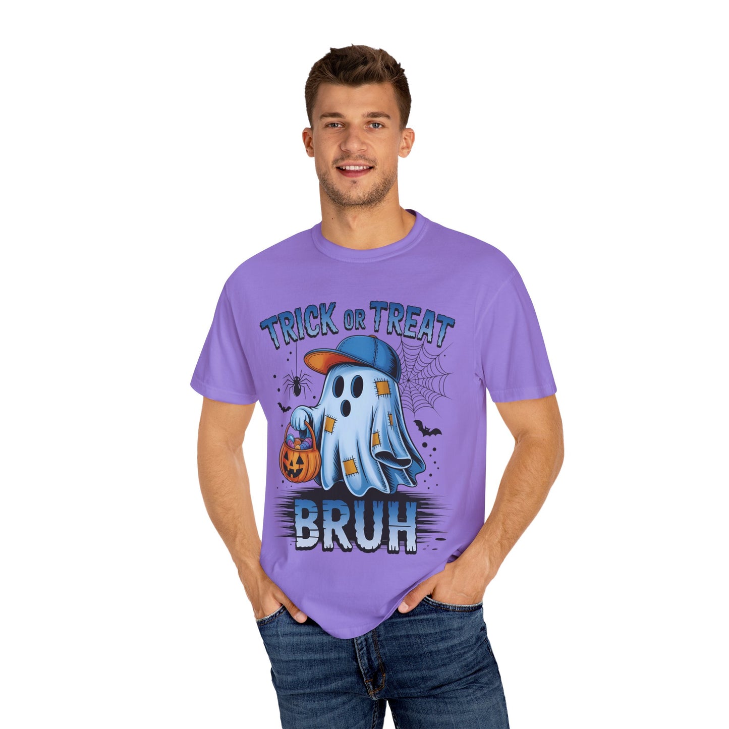 Halloween Ghost T-Shirt, Unisex Garment-Dyed Tee, Trick or Treat Shirt, Spooky Season Apparel, Fun Halloween Outfit
