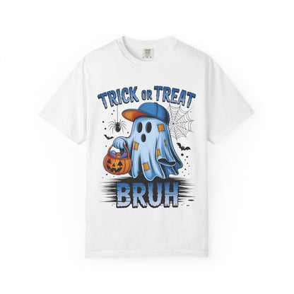 Halloween Ghost T-Shirt, Unisex Garment-Dyed Tee, Trick or Treat Shirt, Spooky Season Apparel, Fun Halloween Outfit