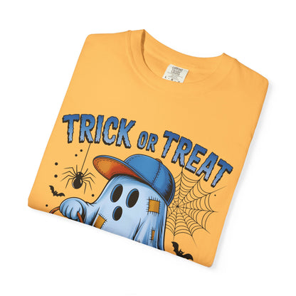 Halloween Ghost T-Shirt, Unisex Garment-Dyed Tee, Trick or Treat Shirt, Spooky Season Apparel, Fun Halloween Outfit