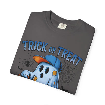 Halloween Ghost T-Shirt, Unisex Garment-Dyed Tee, Trick or Treat Shirt, Spooky Season Apparel, Fun Halloween Outfit