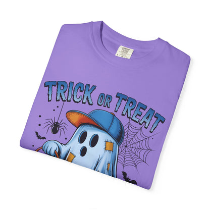 Halloween Ghost T-Shirt, Unisex Garment-Dyed Tee, Trick or Treat Shirt, Spooky Season Apparel, Fun Halloween Outfit