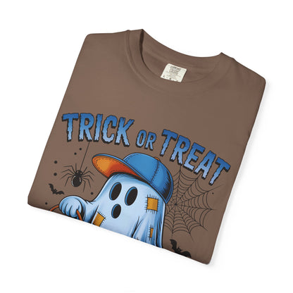 Halloween Ghost T-Shirt, Unisex Garment-Dyed Tee, Trick or Treat Shirt, Spooky Season Apparel, Fun Halloween Outfit