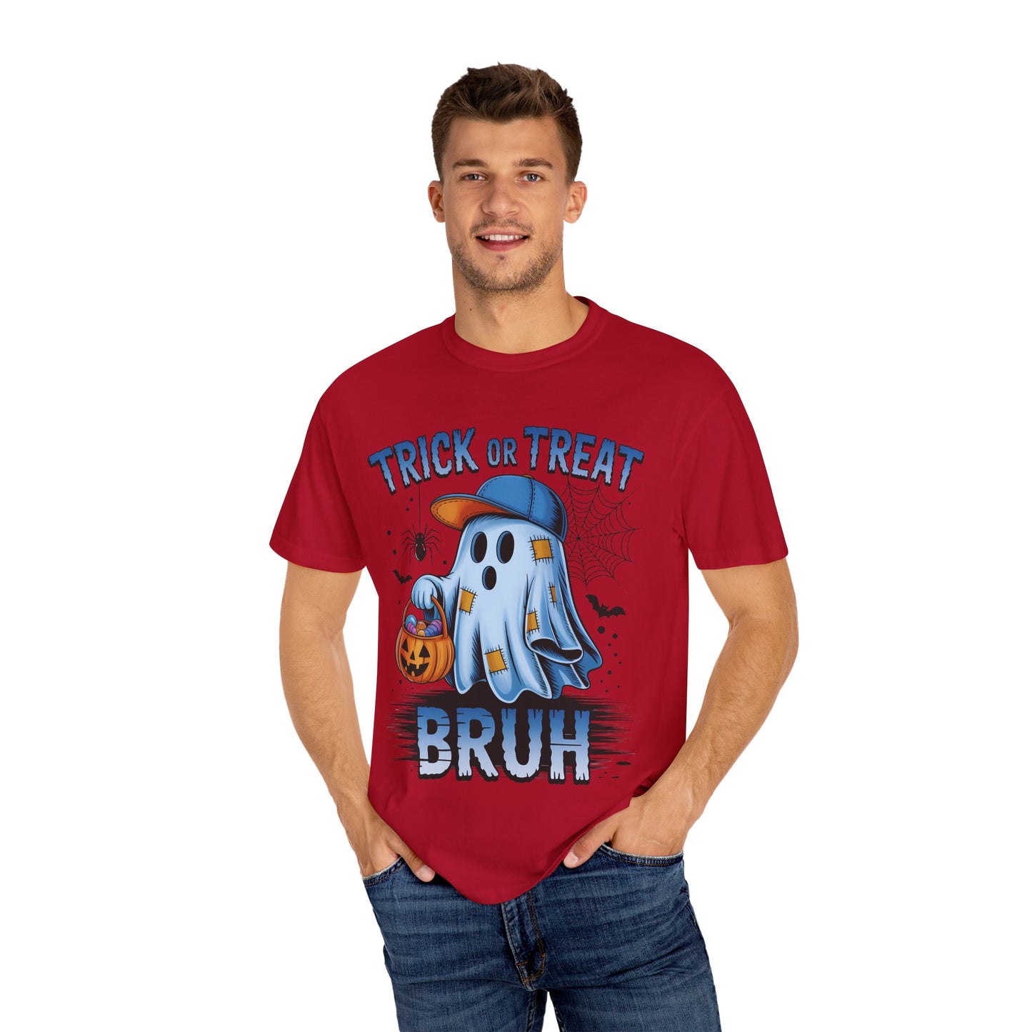 Halloween Ghost T-Shirt, Unisex Garment-Dyed Tee, Trick or Treat Shirt, Spooky Season Apparel, Fun Halloween Outfit