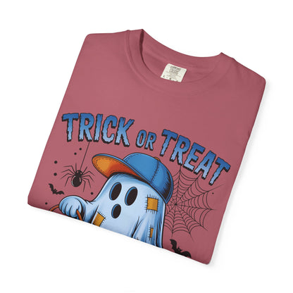 Halloween Ghost T-Shirt, Unisex Garment-Dyed Tee, Trick or Treat Shirt, Spooky Season Apparel, Fun Halloween Outfit