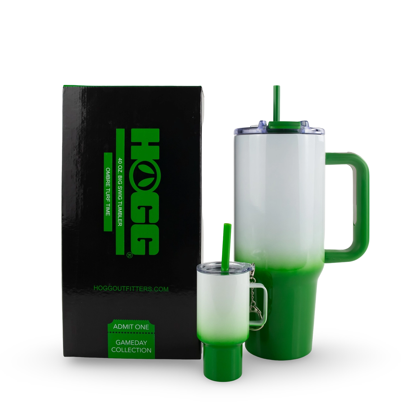Custom 40oz Big Swig Ombre Tumbler with Handle, Matching Straw, Lockable Flip-Sip Screw-On Lid + Personalised Mini Tumbler Keychain Set – Stainless Steel, Insulated, Non-Spill, Non-Slip
