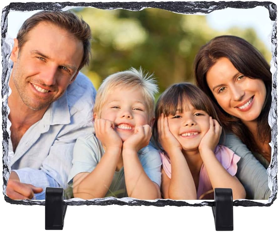 Custom Rectangle Photo Slate – Personalized Natural Rock Plaque (3 Sizes)