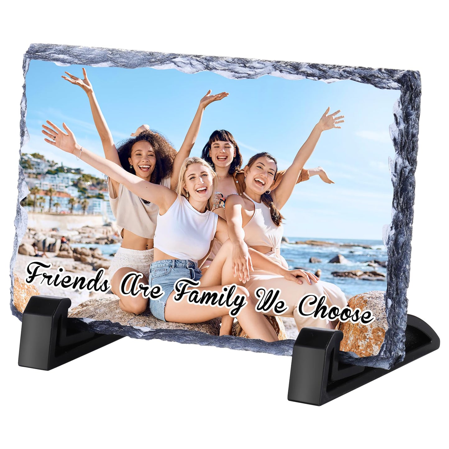 Custom Rectangle Photo Slate – Personalized Natural Rock Plaque (3 Sizes)
